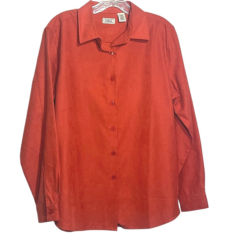 LL Bean Women Faux Suede Button Shirt Medium Rustic Gorpcore‎ Grunge Outdoor